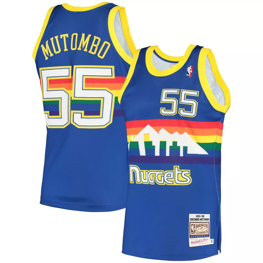 Dikembe Mutombo 55 Denver Nuggets Jersey Blue 1991-92 Hardwood Classics 1991 Men