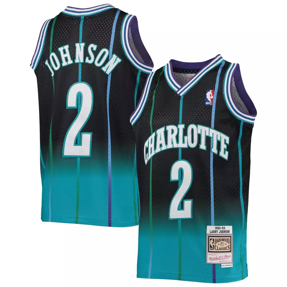 Larry Johnson 2 Charlotte Hornets Jersey Black 1992-93 Hardwood Classics Mitchell Ness 1993