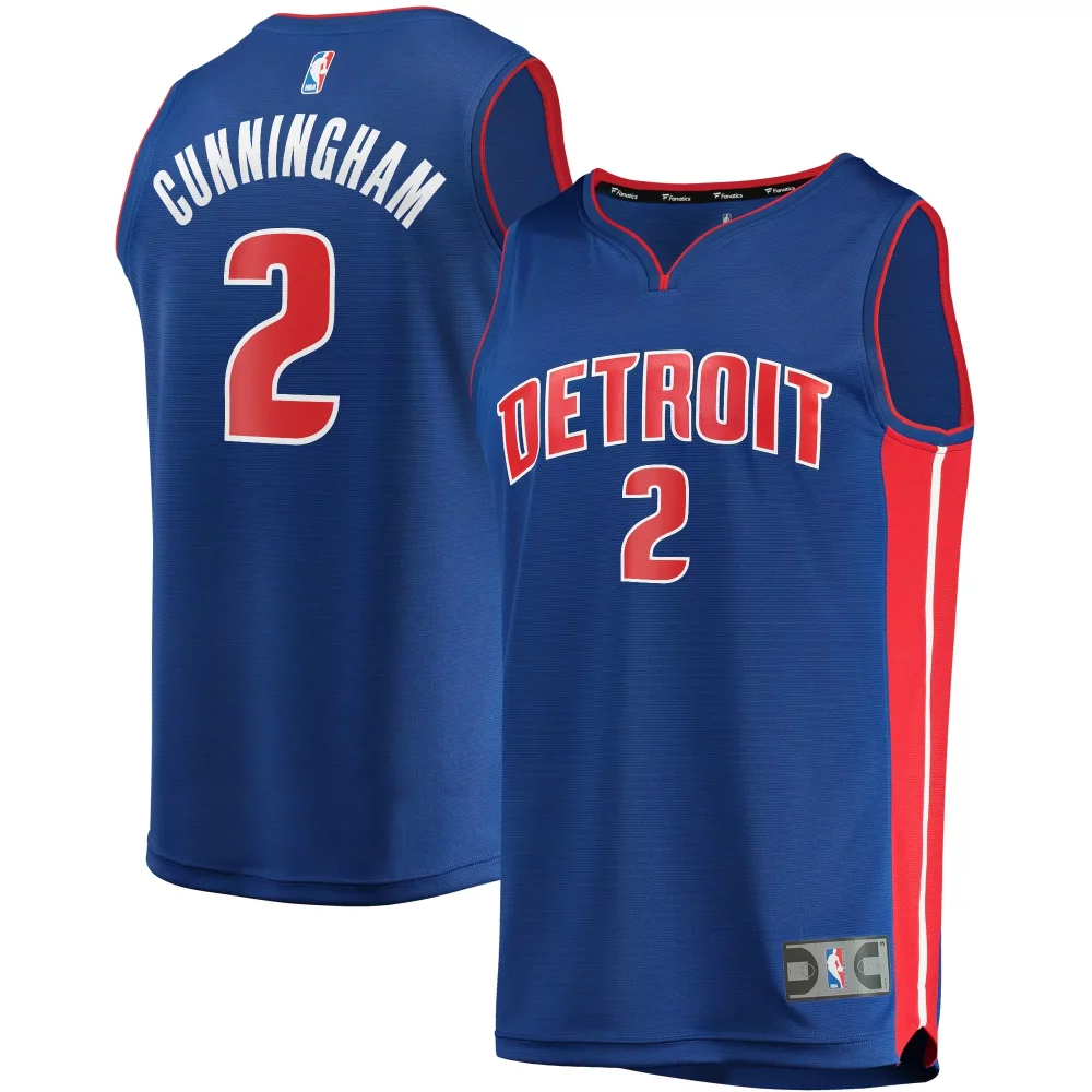 Cade Cunningham 2 Detroit Pistons Jersey Blue Men Red White Replica Icon