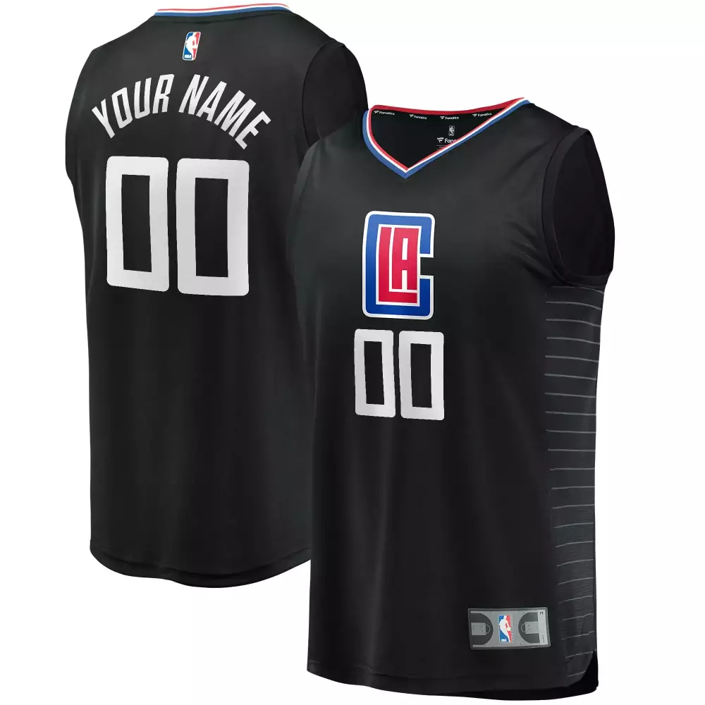 Custom Los Angeles Clippers Jersey Black Men White Red Blue