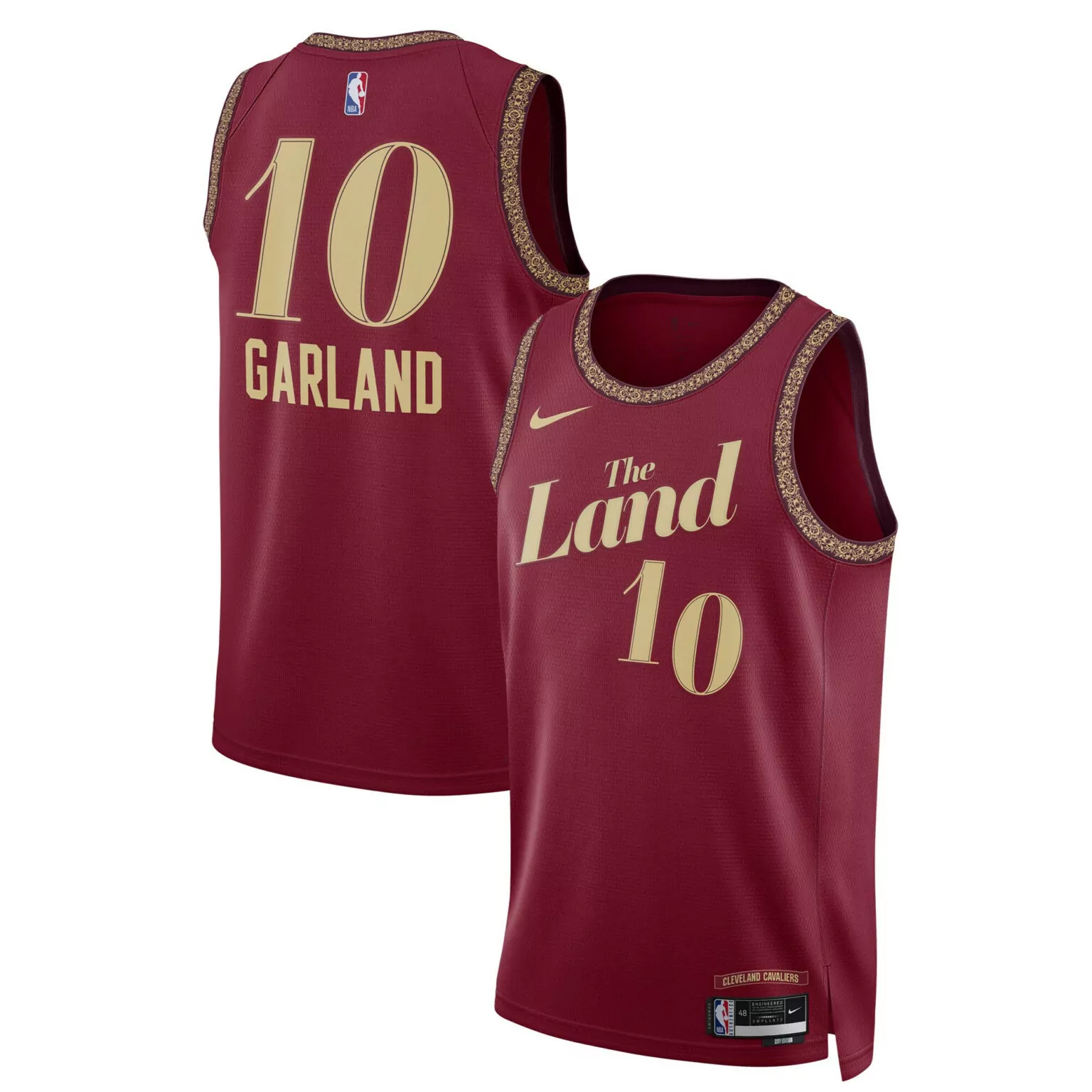 Darius Garland 10 Jersey Maroon Cleveland Cavaliers Men Swingman Gold All Stitched