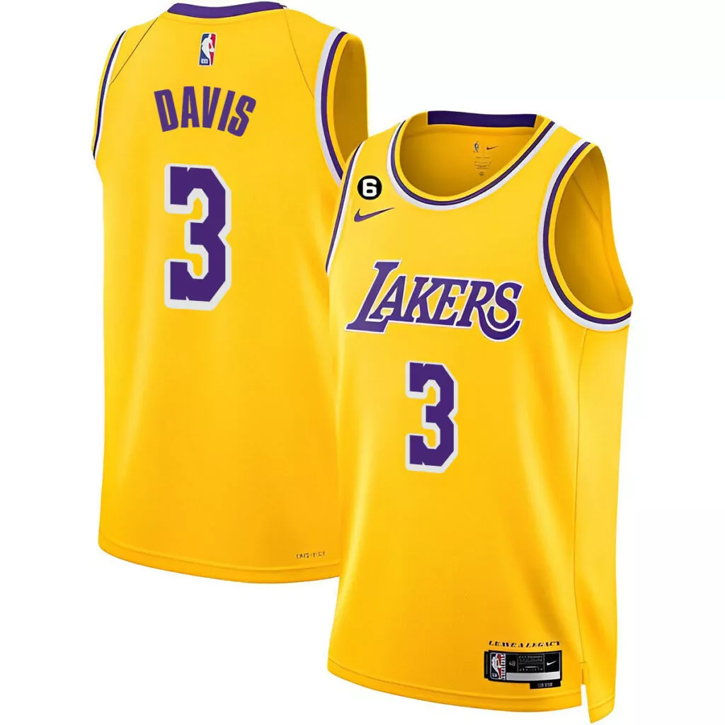 Davis 3 Los Angeles Lakers Jersey Yellow Men Purple White Collection All Stitched