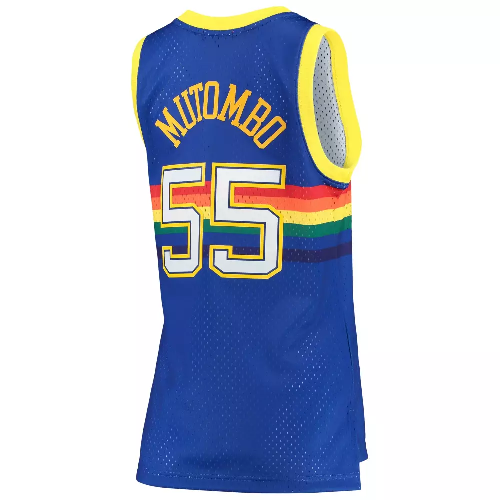 Dikembe Mutombo 55 Denver Nuggets Jersey Blue Men Throwback Alternate Split Design