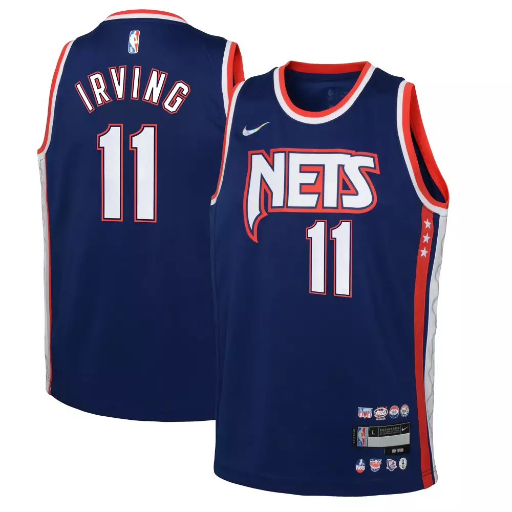 Kyrie Irving 11 Nets Jersey Navy City Edition Men White Red Swingman