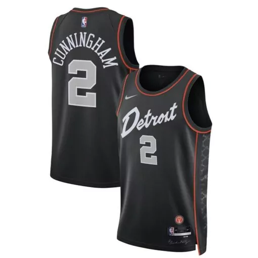 Cade Cunningham 2 Detroit Pistons Jersey Black Men White Red Unisex