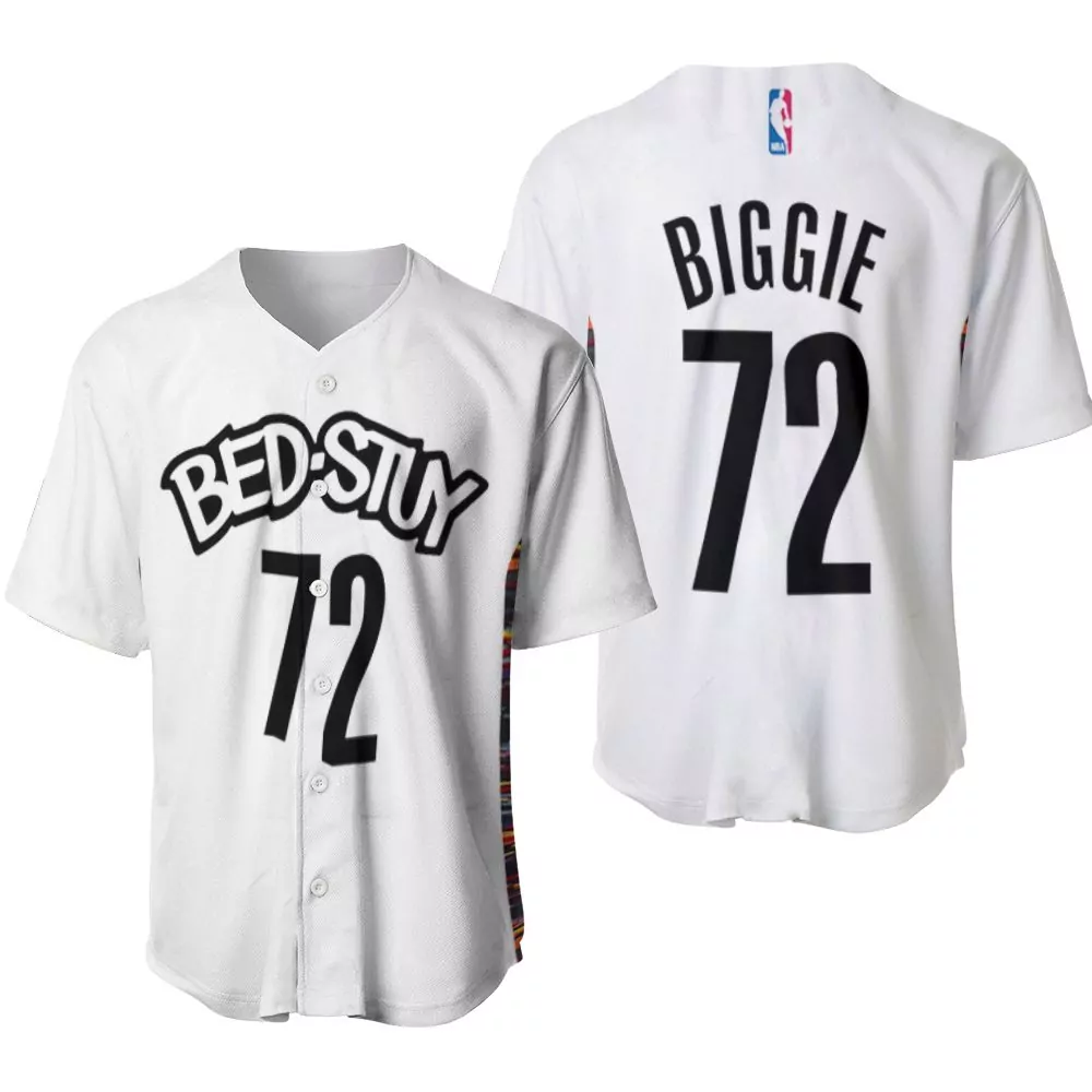 Smalls Biggie 72 Brooklyn Nets Jersey White Men Black Multicolor