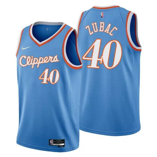 Ivica Zubac 40 Clippers Jersey Blue Men Replica Orange White