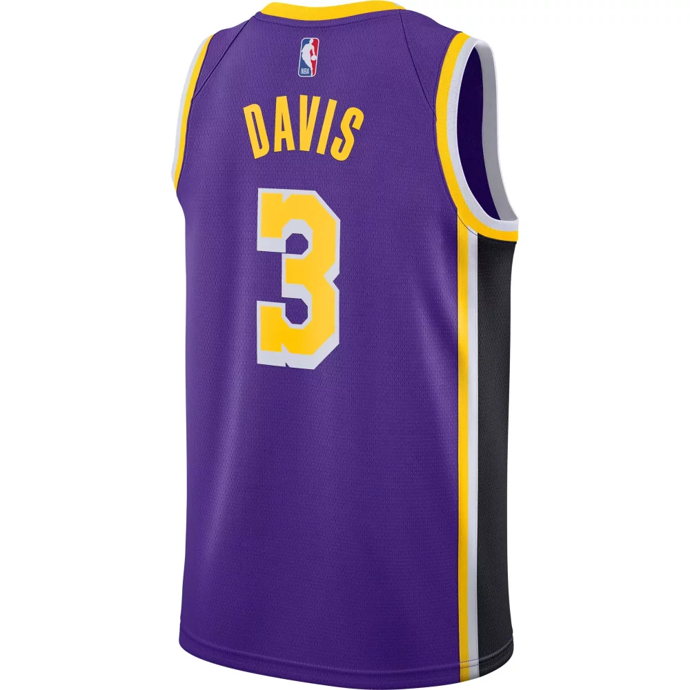 Davis 3 Los Angeles Lakers Jersey Purple Men Yellow White Black Swingman