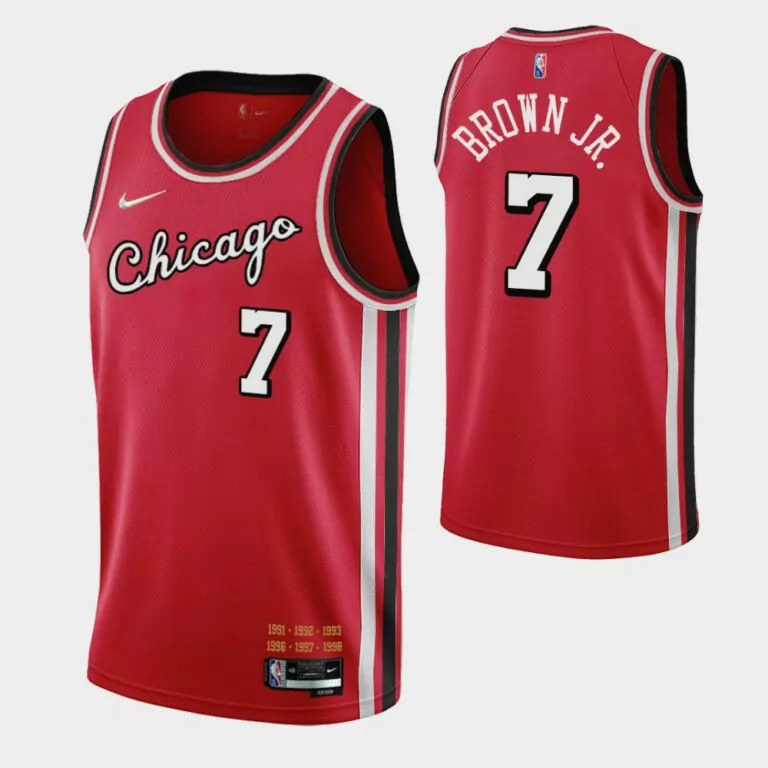 Troy Jr. 7 Chicago Bulls Jersey Red Championship Years Men White Black