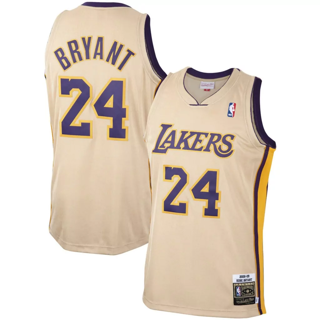 Kobe Bryant 24 Lakers Jersey Tan 2008-09 Mitchell Ness Hardwood Classics Men Throwback
