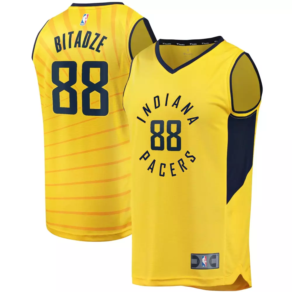 Goga Bitadze 88 Indiana Pacers Jersey Yellow Men Navy Blue
