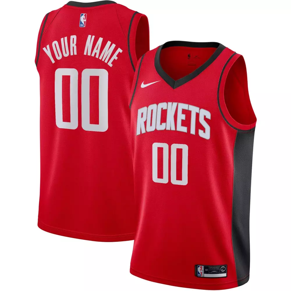 Custom Houston Rockets Jersey Red Men Black Icon