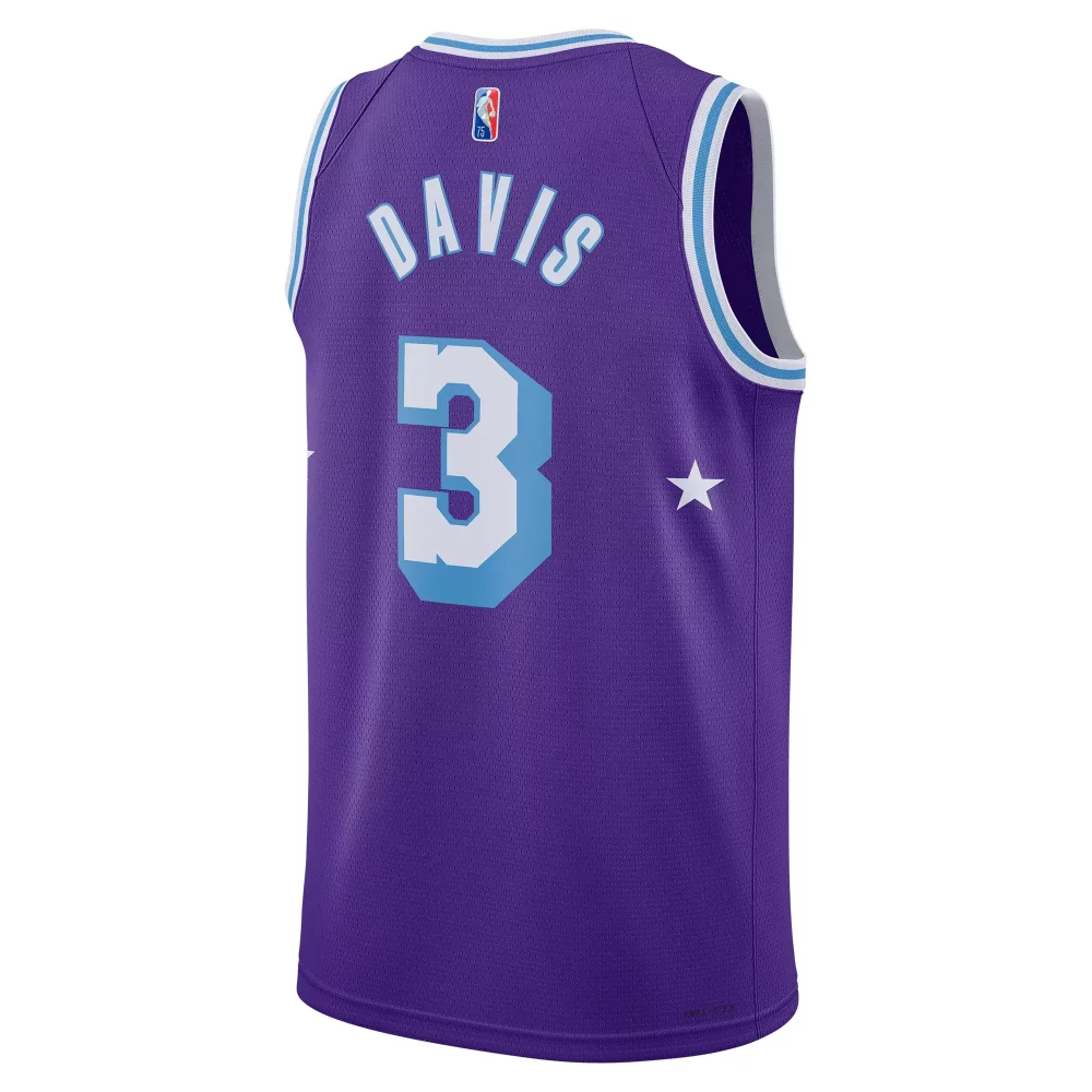 Davis 3 Lakers Jersey Purple 75th Anniversary Men NBA Light Blue White Swingman