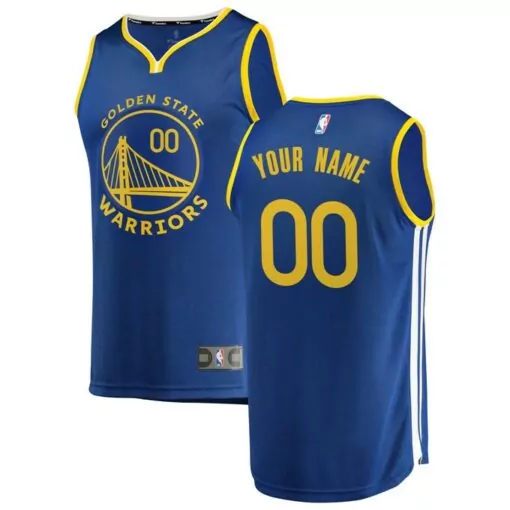 Custom Golden State Warriors Jersey Blue Men Gold Icon