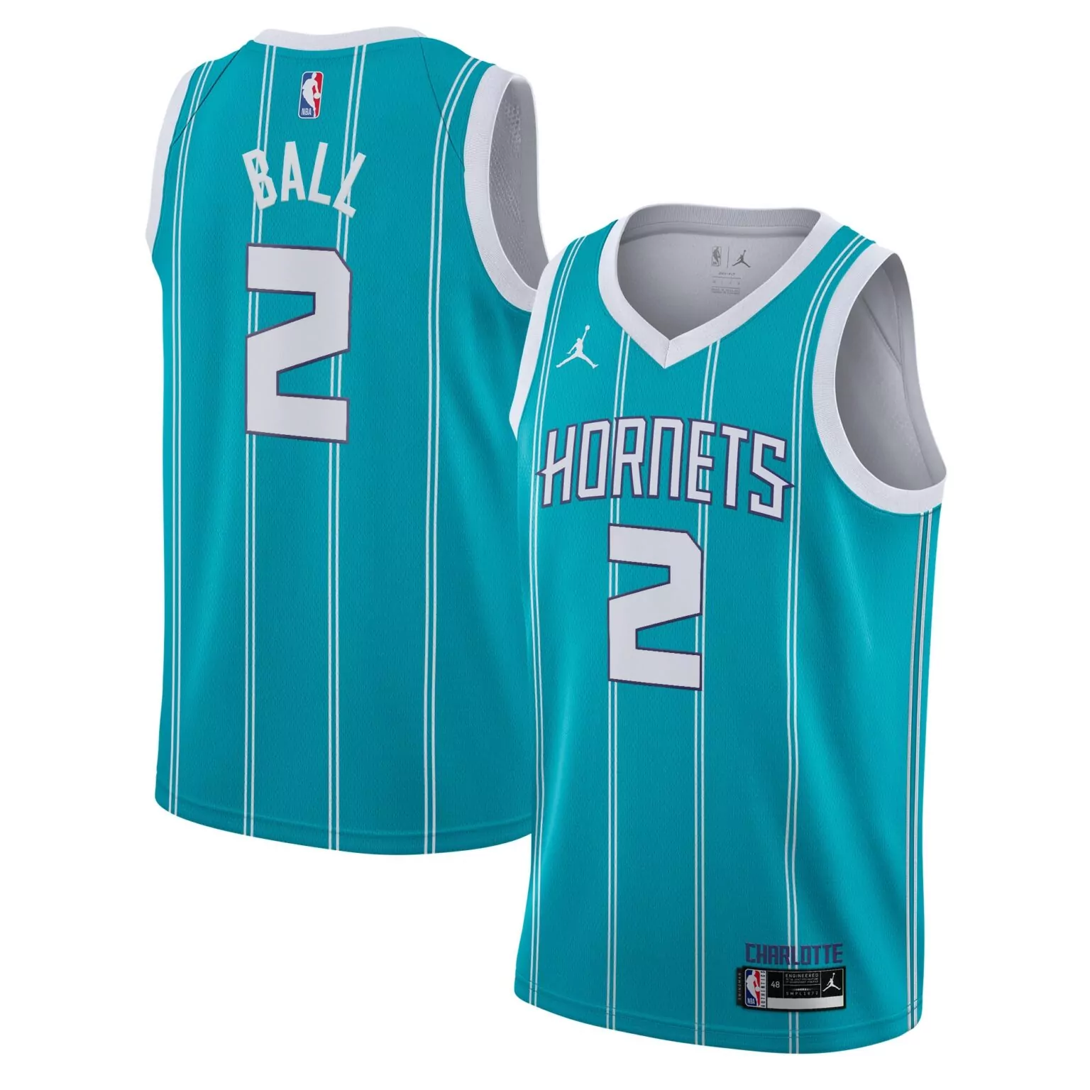 Lamelo Ball 2 Charlotte Hornets Jersey Teal Men White