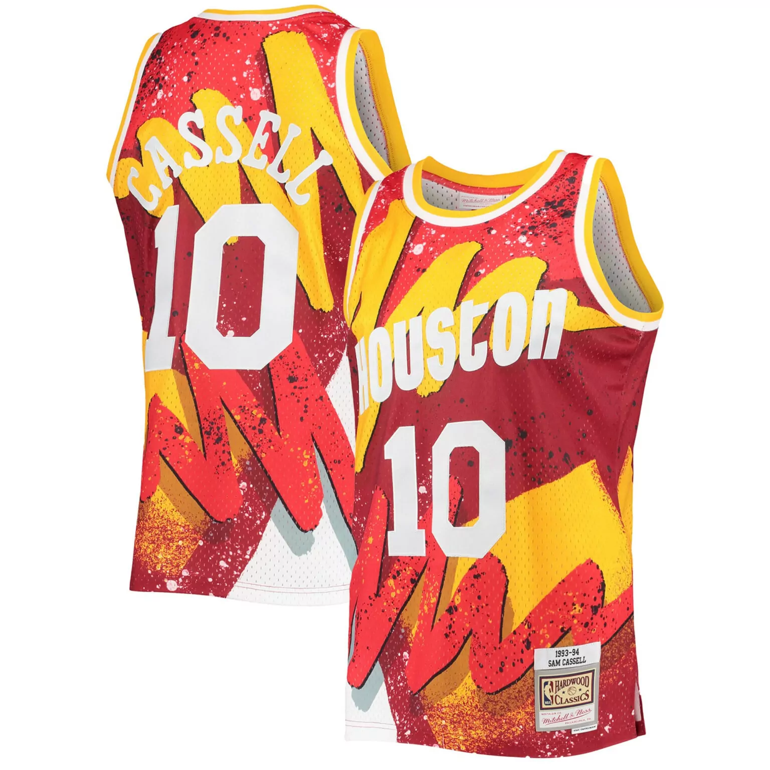 Sam Cassell 10 Houston Rockets Jersey Red 1993-94 Hardwood Classics 1993 Men Sublimation