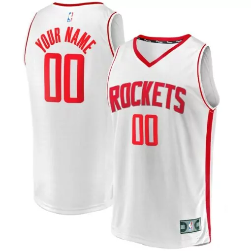Custom Houston Rockets Jersey White Men Red