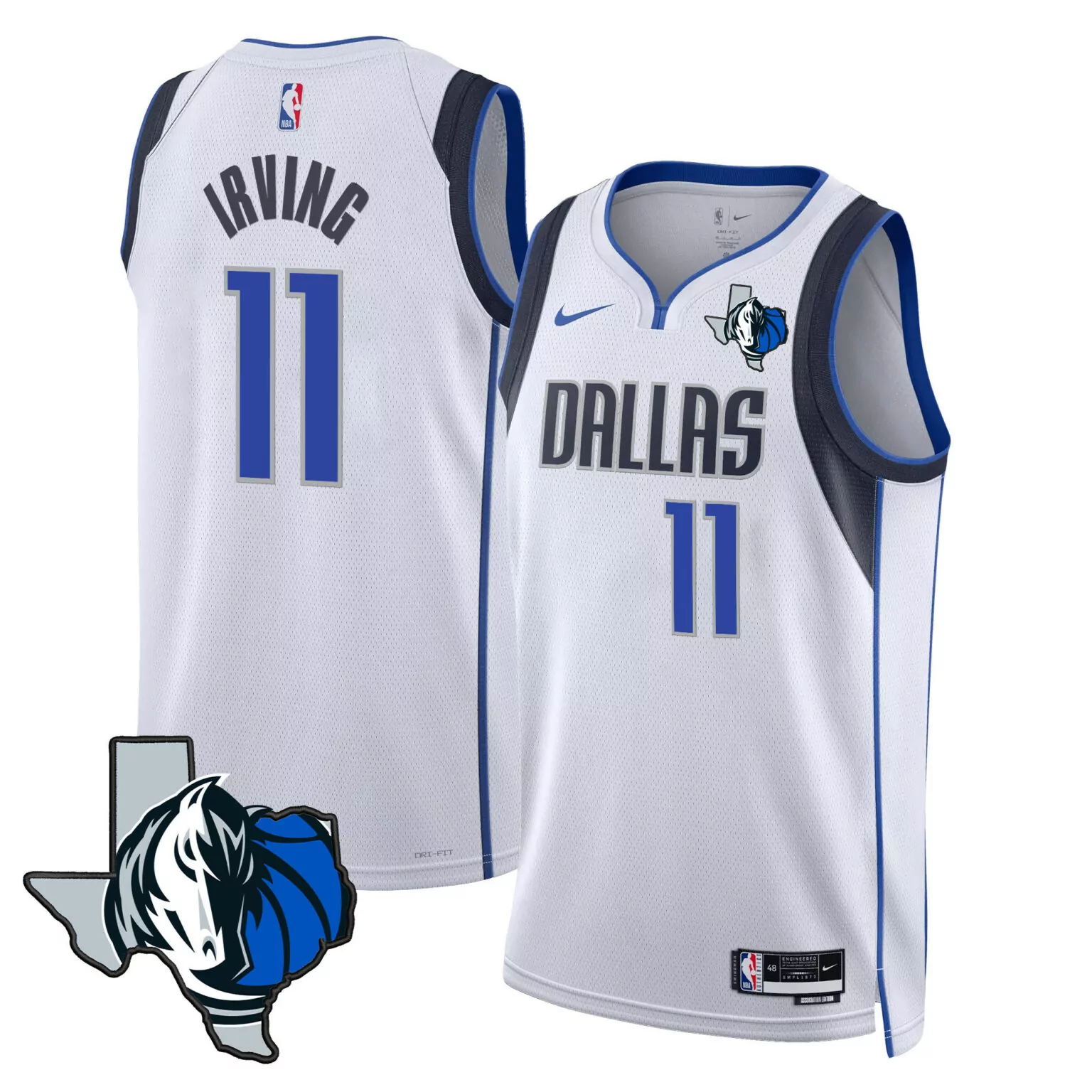 Kyrie Irving 11 Dallas Mavericks Jersey White Men NBA Blue Black Swingman All Stitched