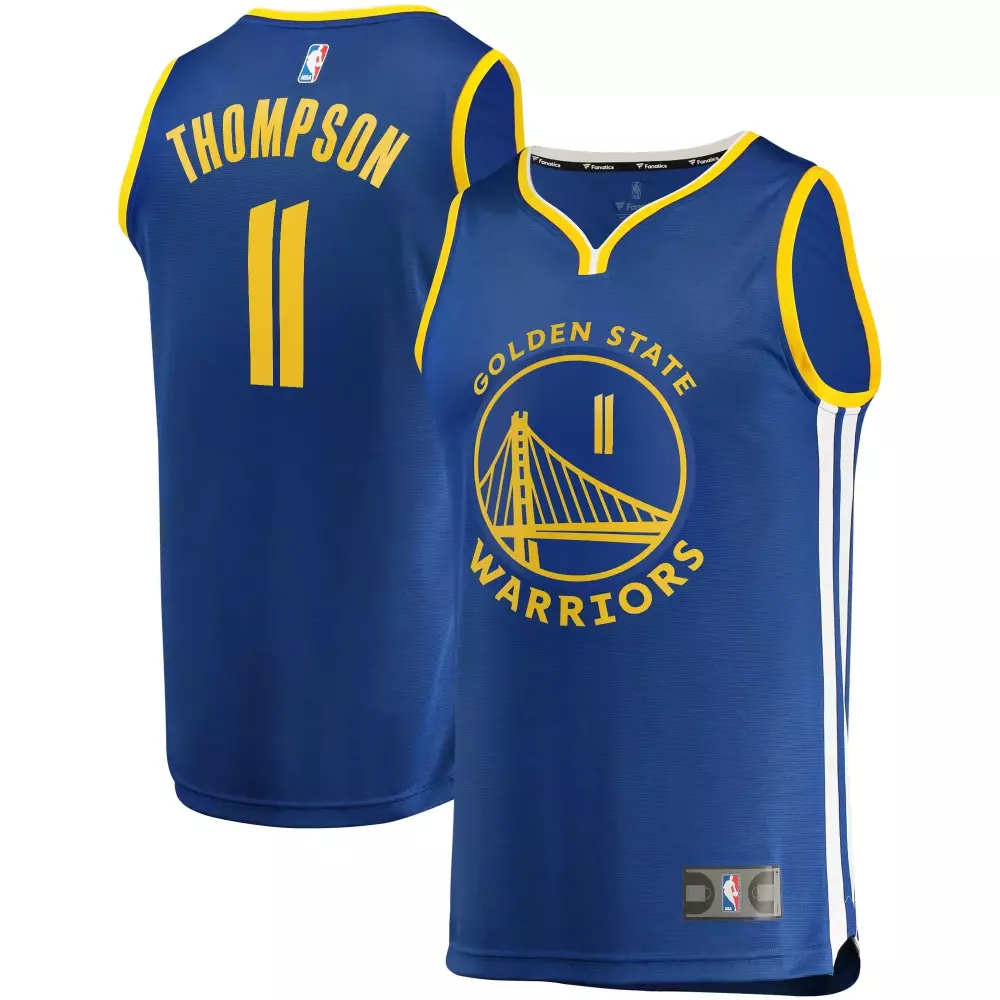 Klay Thompson 11 Jersey Blue Golden State Warriors Men Yellow White Icon
