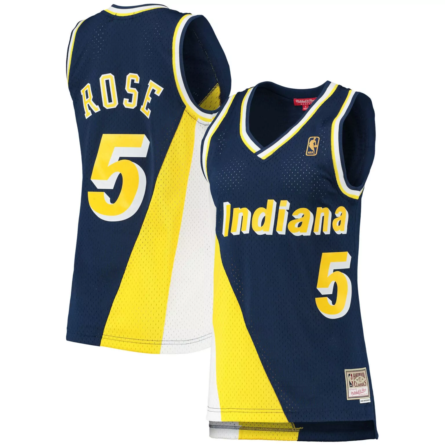 Derrick Rose 5 Indiana Pacers Jersey Navy Blue Mitchell Ness Hardwood Classics Men