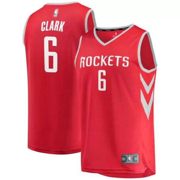 Jaylen Clark 6 Houston Rockets Jersey Red Men White Gray Icon