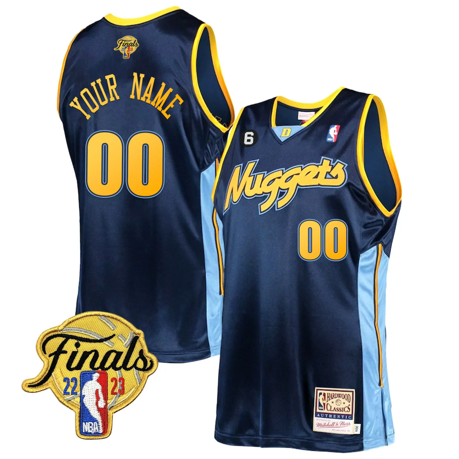 Custom Denver Nuggets Jersey Navy Blue Hardwood Classics Finals 2022-2023 Men Light