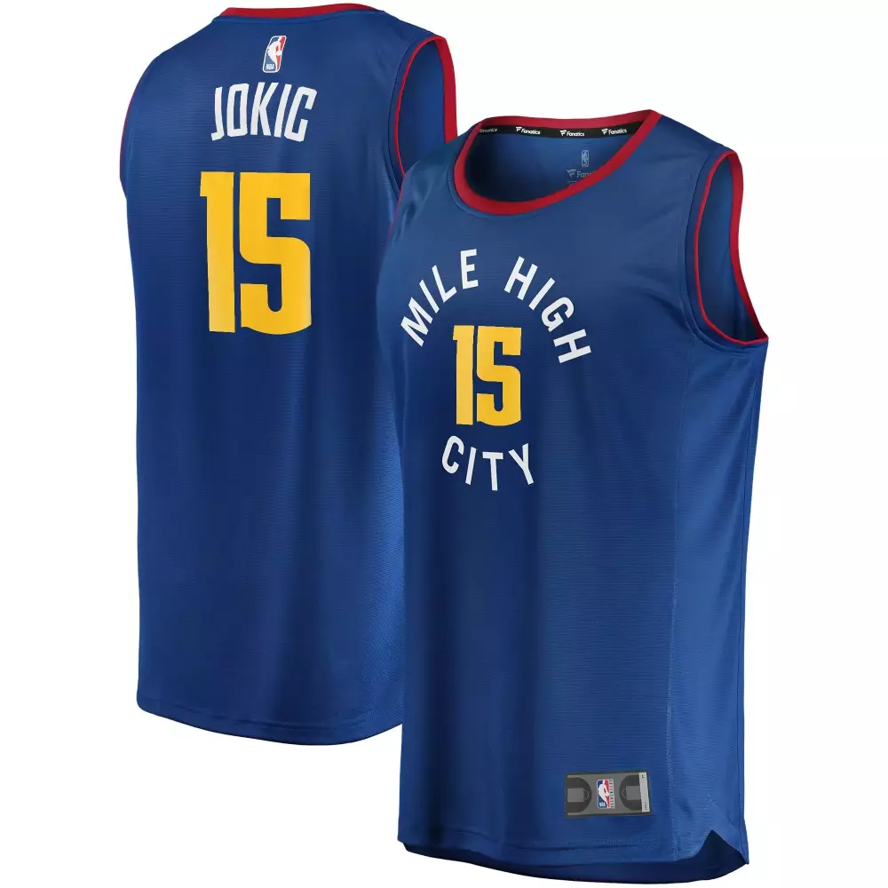 Nikola Jokic 15 Denver Nuggets Jersey Blue Mile High City Men Yellow Red