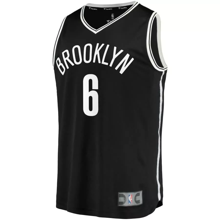 Brooklyn 6 Nets Jersey Black Men White Replica Icon