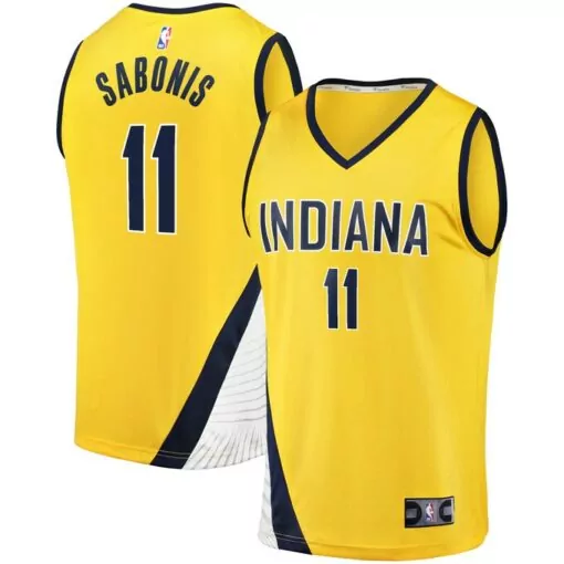 Domantas Sabonis 11 Jersey Yellow Indiana Pacers Men Navy Blue White