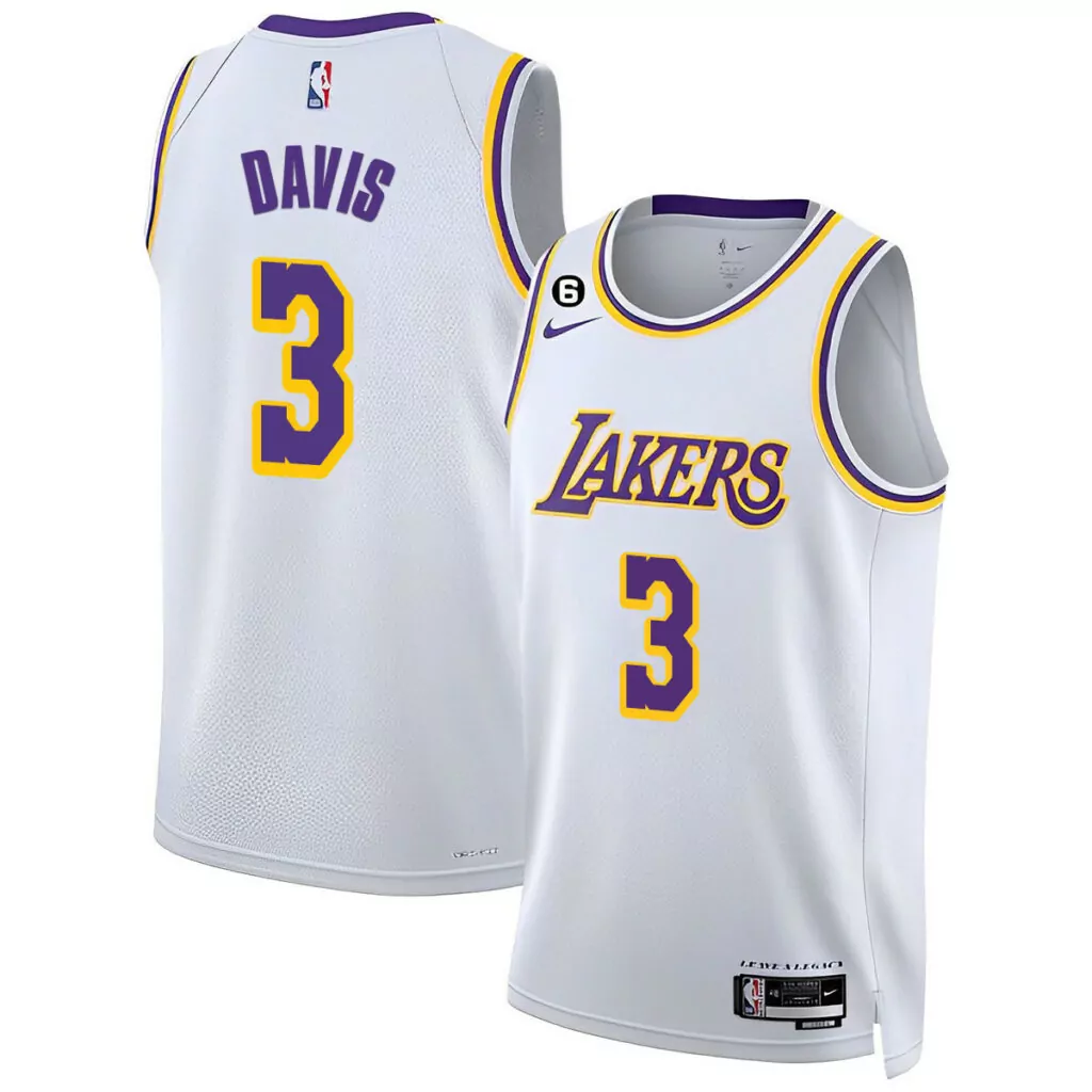 Davis 3 Lakers Jersey White Men Purple Yellow Collection All Stitched