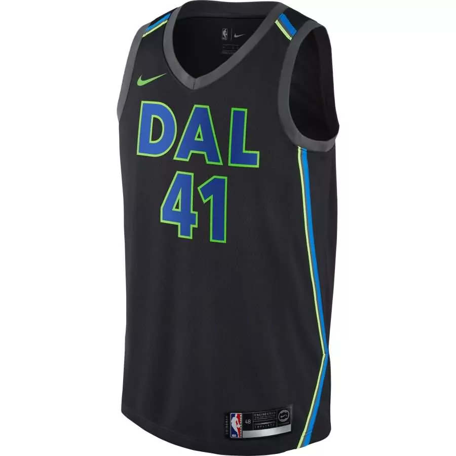 Kristaps Porzingis 41 Jersey Black Dallas Mavericks Men Standard Alternate Neon Green