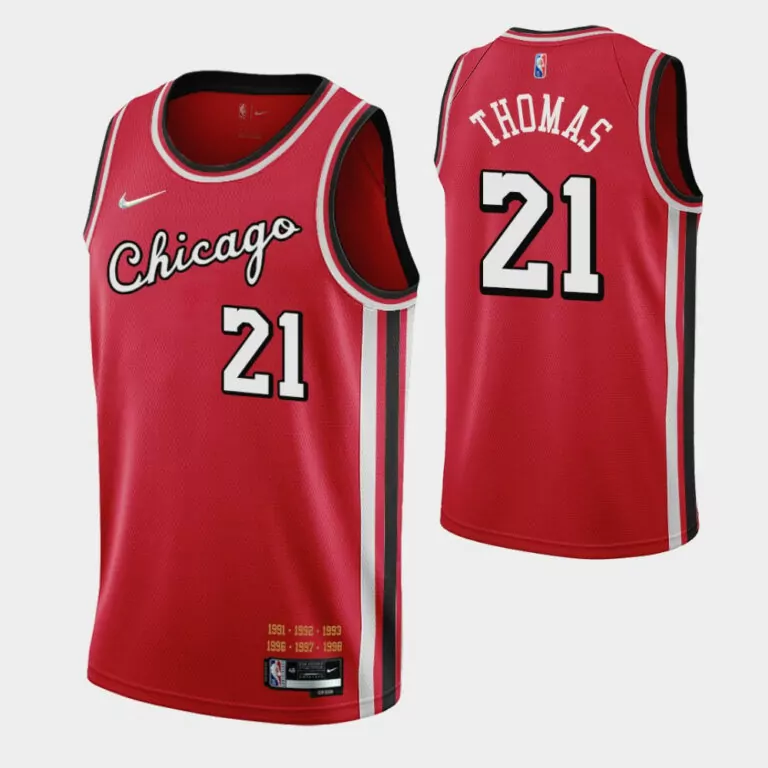 Cam Thomas 21 Chicago Bulls Jersey Red Championship Years 1991-1993, 1996-1998 Men
