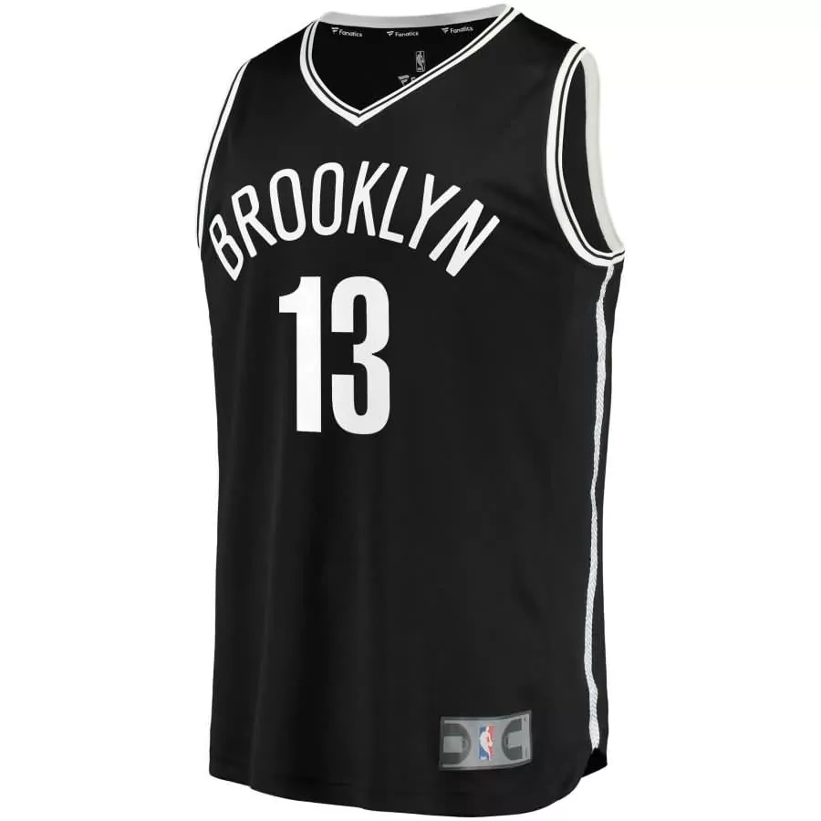 Brooklyn 13 Nets Jersey Black Men White Replica Icon
