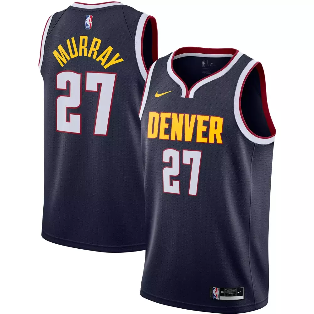 Jamal Murray 27 Denver Nuggets Jersey Navy Blue Men Maroon Yellow White Icon