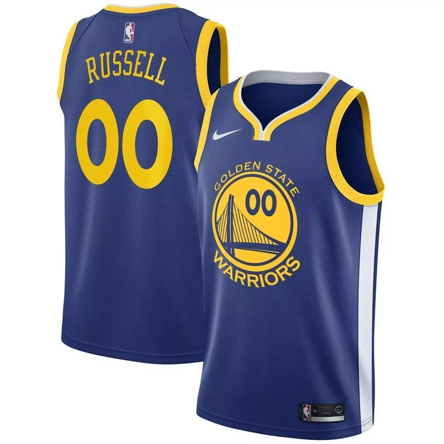 Dangelo Russell Jersey Blue Golden State Warriors Men Yellow White Icon