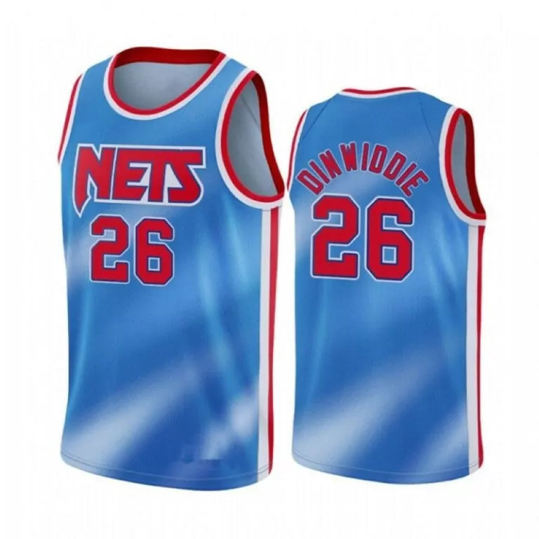 Spencer Dinwiddie 26 Nets Jersey Blue Men Red White