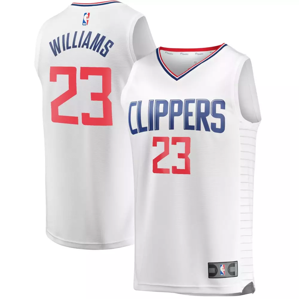 Lou Williams 23 Clippers Jersey White Men Blue Red