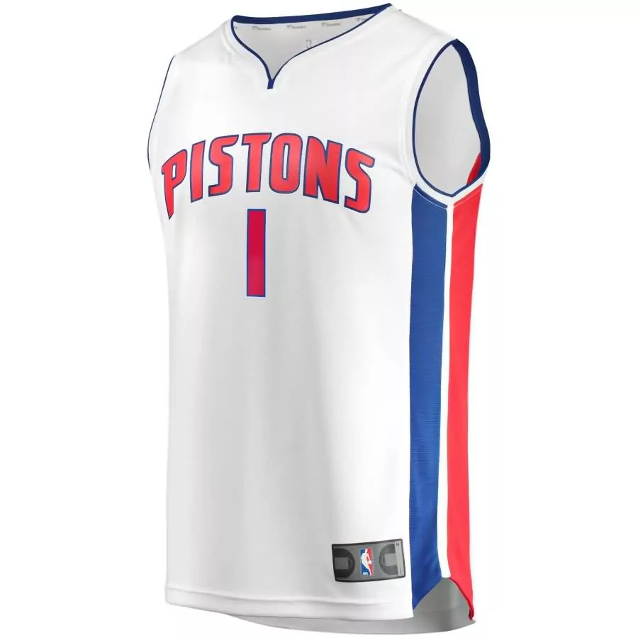 Reggie Jackson 1 Detroit Pistons Jersey White Men Jerseys Red Blue Replica