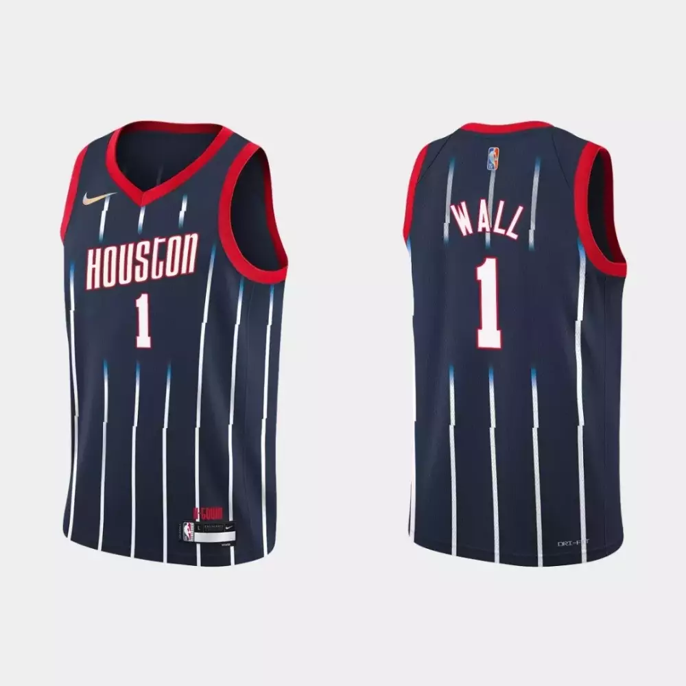 John Wall 1 Houston Rockets Jersey Navy Men Uniform Red White Blue