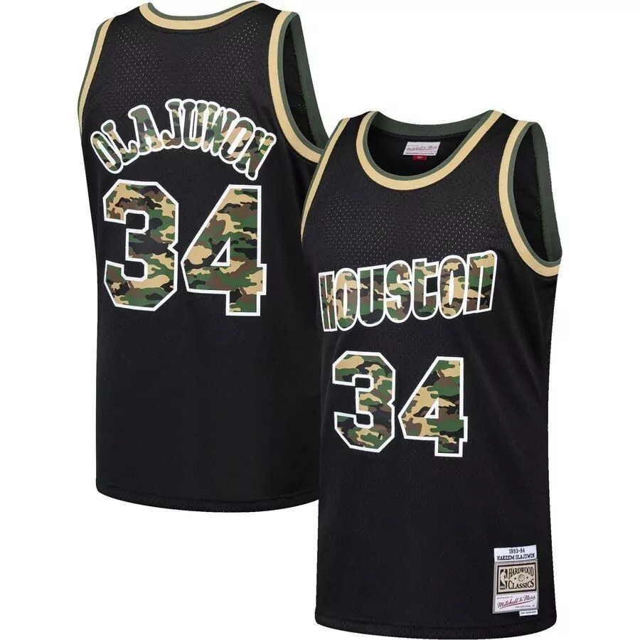 Hakeem Olajuwon 34 Houston Jersey Black Mitchell Ness Hardwood Classics Men Custom Design