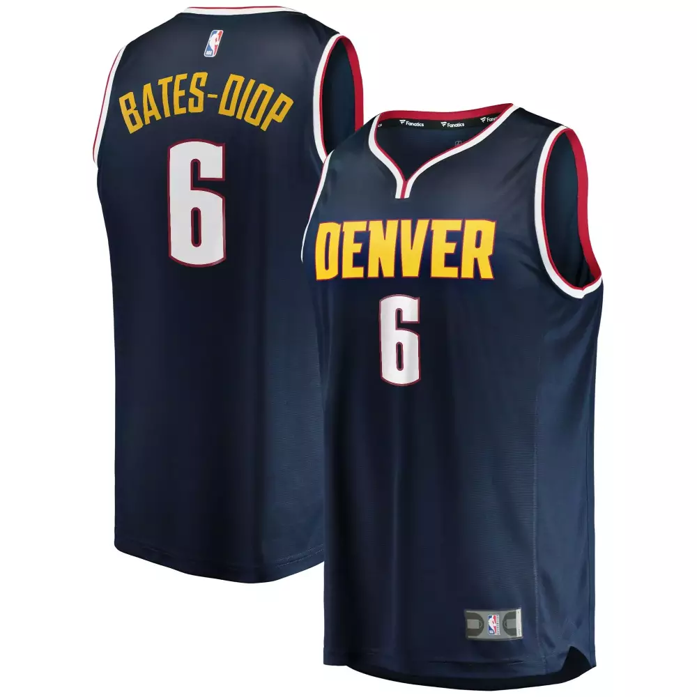 Keita Bates 6 Denver Nuggets Jersey Navy Men NBA Yellow Red White Icon