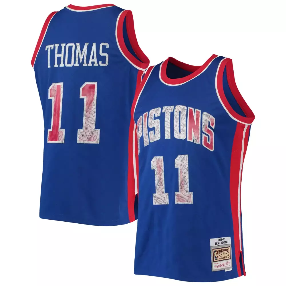 Cam Thomas 11 Pistons Jersey Blue 1988-89 Hardwood Classics Men Red White Anniversary