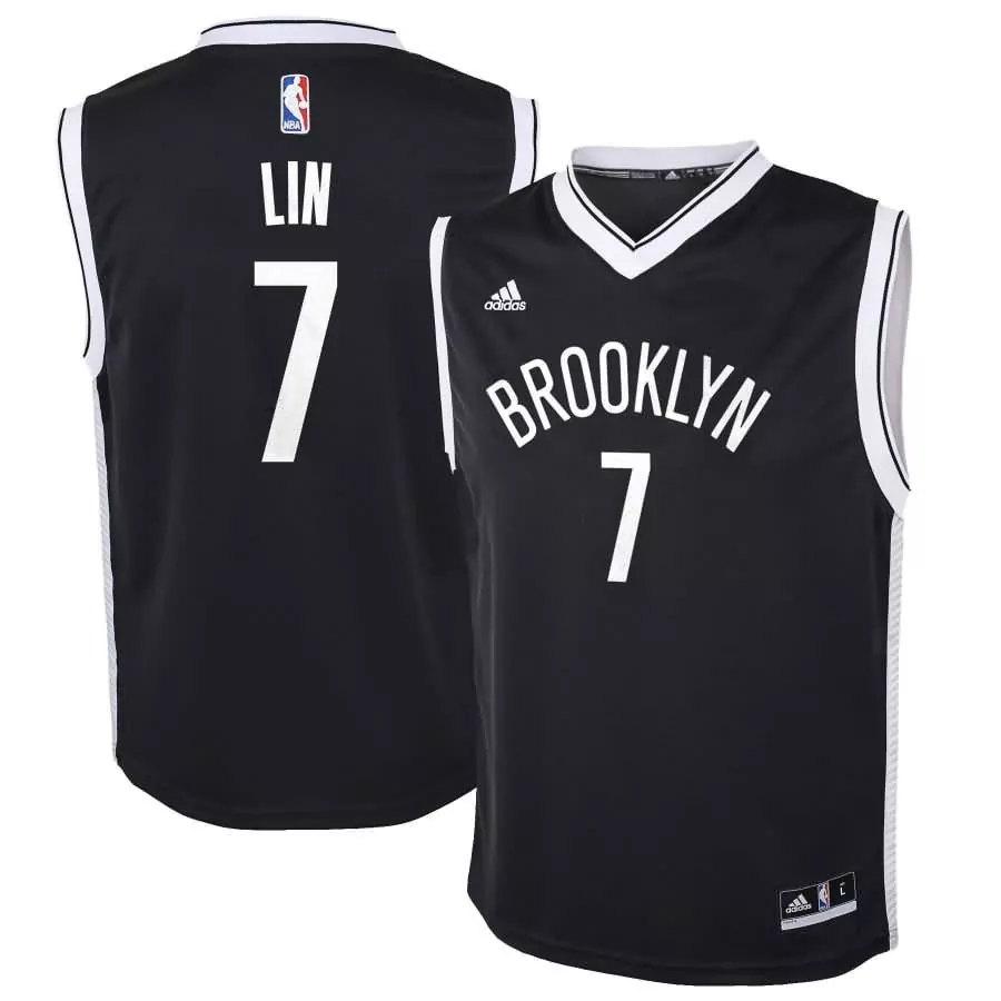 Jeremy Lin 7 Brooklyn Nets Jersey Black Men White Replica