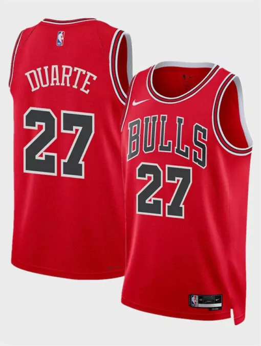 Chris Duarte 27 Chicago Bulls Jersey Red Men Black White Icon Stitched