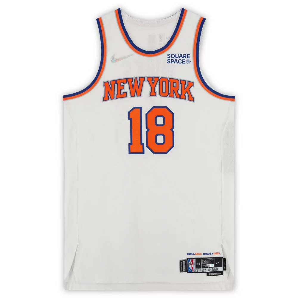 Rj Barrett 18 New York Knicks Jersey White City Edition Square Space Men Orange Blue