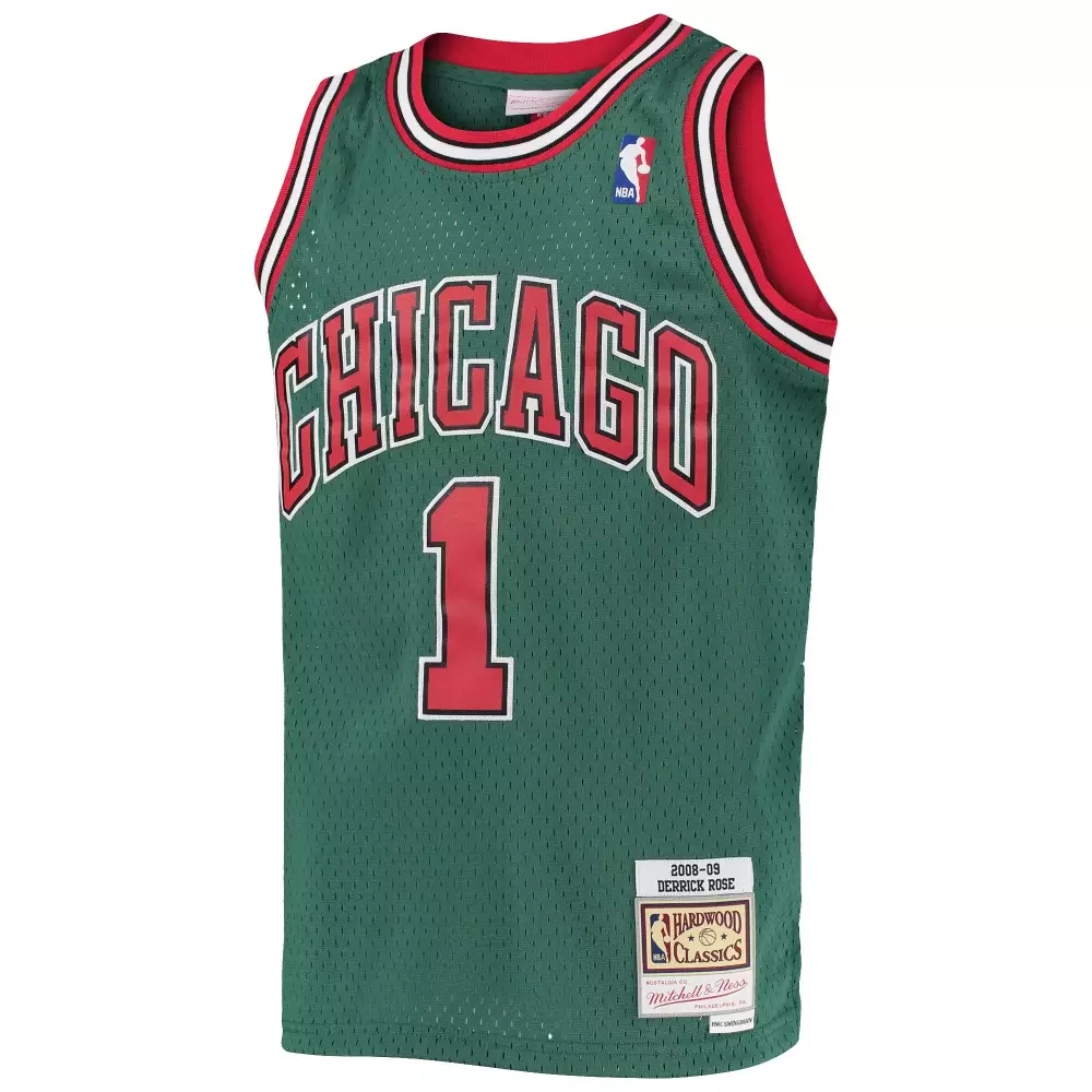 Derrick Rose 1 Chicago Bulls Jersey Green Hardwood Classics 2008 Men Swingman Alternate