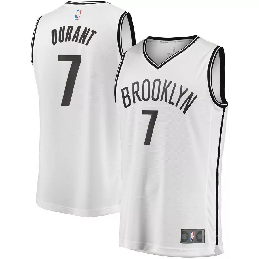 Kevin Durant 7 Brooklyn Nets Jersey White Fanatics Men Player Replica Black