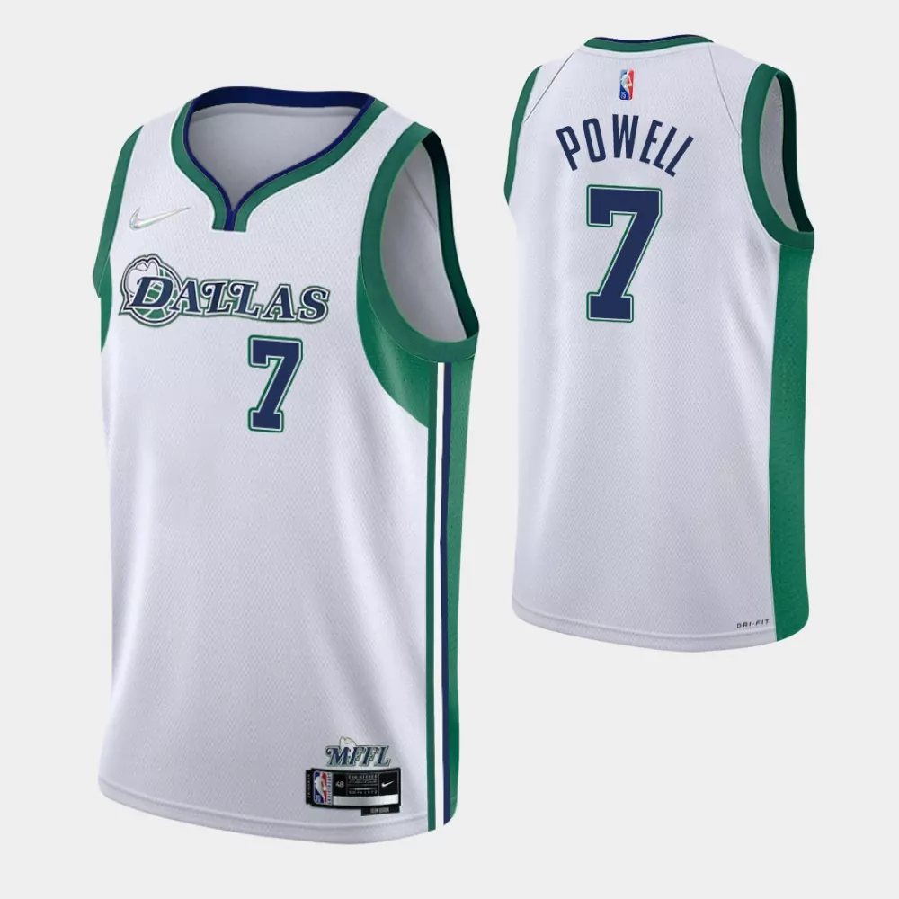 Dwight Powell 7 Dallas Mavericks Jersey White Men Green Navy Blue