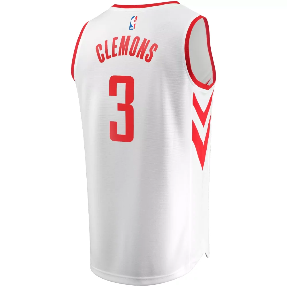 Chris Clemons 3 Houston Rockets Jersey White Men NBA Split Design Red