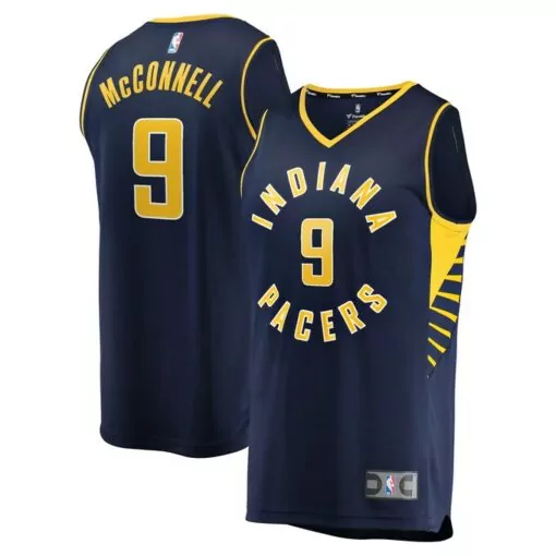 T.j. Mcconnell 9 Indiana Pacers Jersey Navy Men Yellow Icon